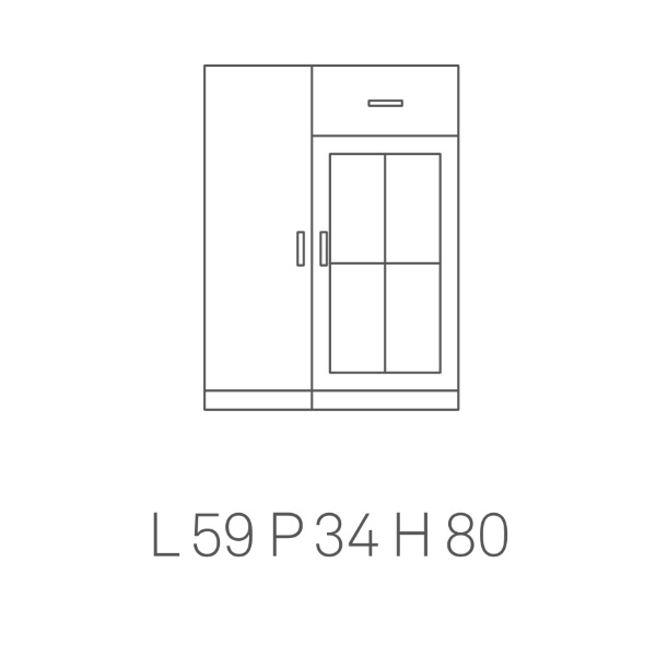 Multipurpose cabinet CRYSTAL 2 doors with mirror