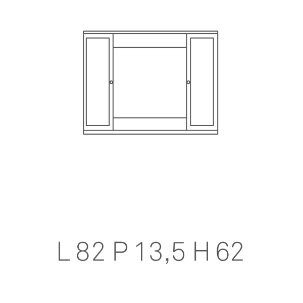 Specchiera mobile contenitore da bagno MERCURIO 80 bianco lucido a 2 ante con specchi e luce LED