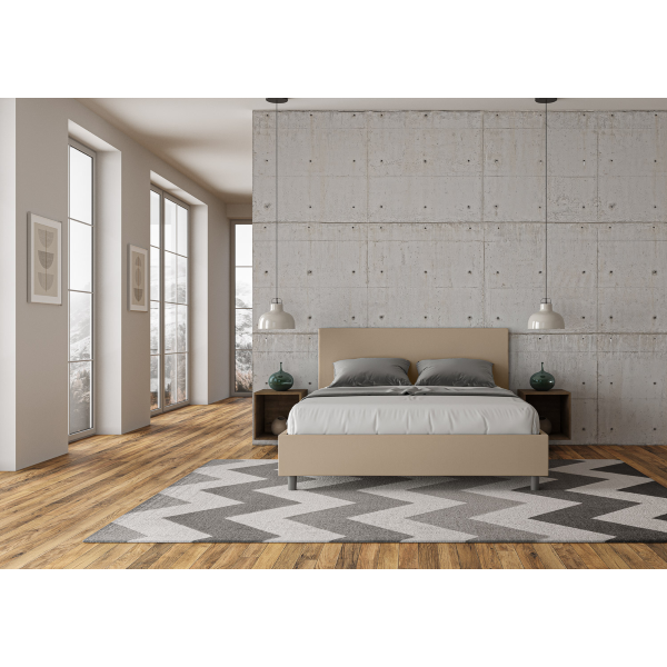 Cama Adele 160x190 con base gris tórtola