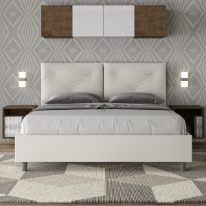 Letto matrimoniale senza rete imbottito 160x190 similpelle bianco Appia