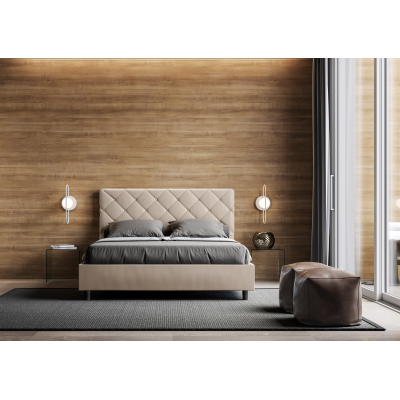 Cama Priya 160x190 con base gris tórtola