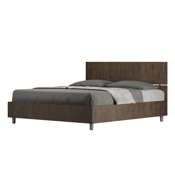Demas Fixed bed with straight walnut headboard