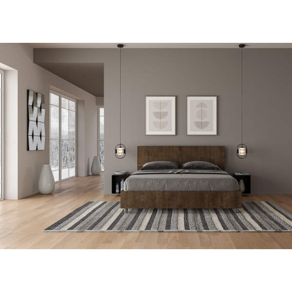 Demas Fixed bed with straight walnut headboard