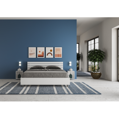 Cama Ankel con cabecero inclinado de láminas de fresno blanco