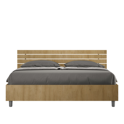 Ankel bed with straight oak slatted headboard
