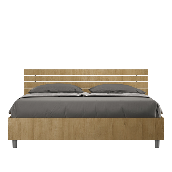 Ankel bed with straight oak slatted headboard