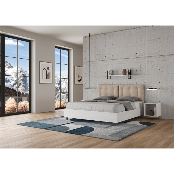 Cama Egos Annalisa 160x190 con base gris tórtola