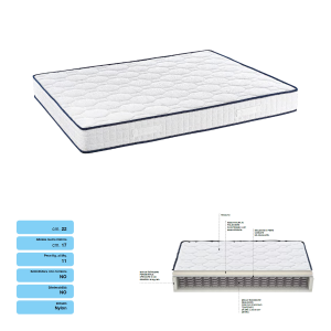 French spring mattress in polyester and polypropylene fabric 140x190 CM