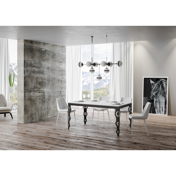 Karamay Evolution extendable table Ash White 90x120 extended 224 Anthracite frame