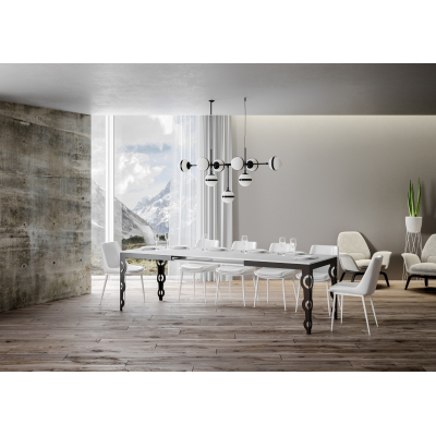 Karamay Evolution extendable table Ash White 90x120 extended 224 Anthracite frame