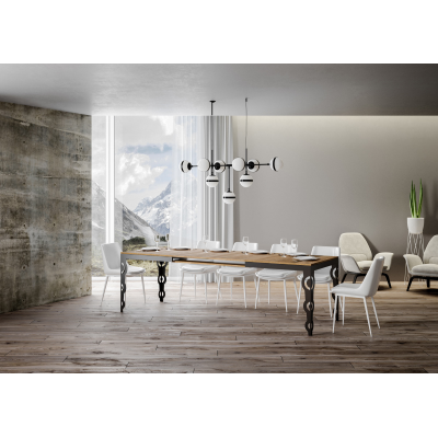 Tavolo Karamay Evolution piano Quercia Natura 90x120 Allungato 224 telaio Antracite