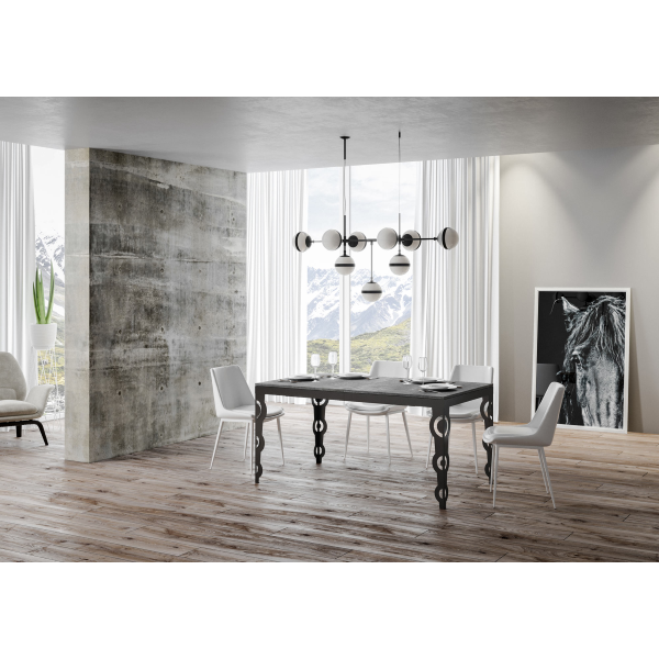 Tavolo Karamay Evolution piano Cemento 90x120 Allungato 224 telaio Antracite