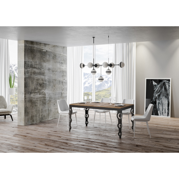Tavolo Karamay Evolution piano Quercia Natura 90x160 Allungato 420 telaio Antracite