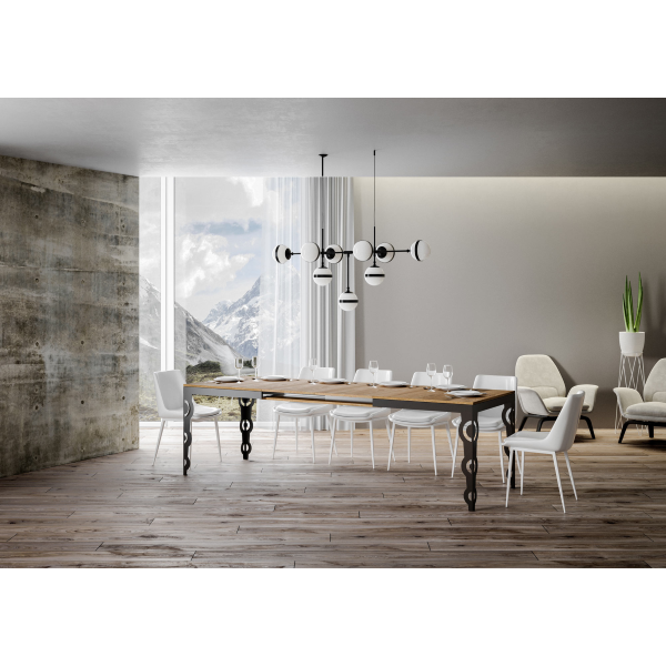 Tavolo Karamay Evolution piano Quercia Natura 90x160 Allungato 420 telaio Antracite