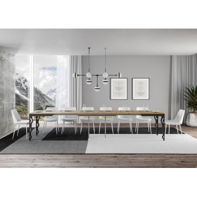 Tavolo Karamay Evolution piano Quercia Natura 90x160 Allungato 420 telaio Antracite