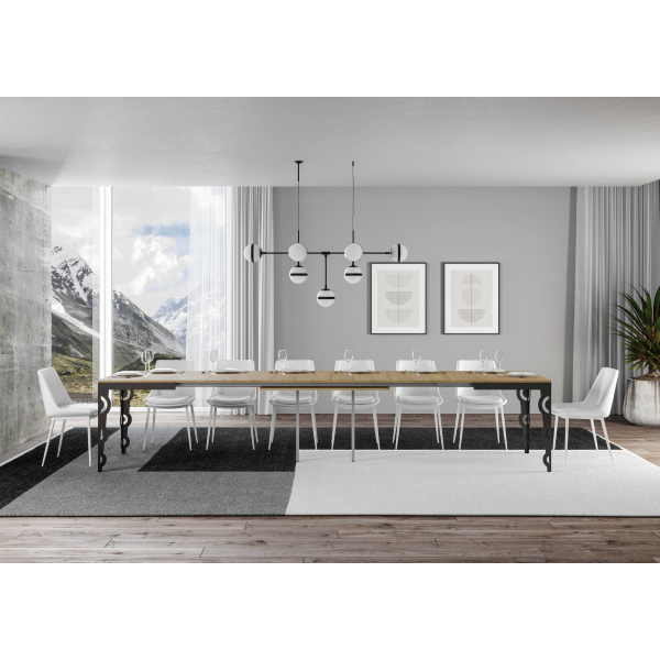 Karamay Evolution extendable table Natural Oak 90x180 extended 440 Anthracite frame