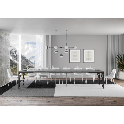 Tavolo Karamay Evolution piano Cemento 90x180 Allungato 440 telaio Antracite