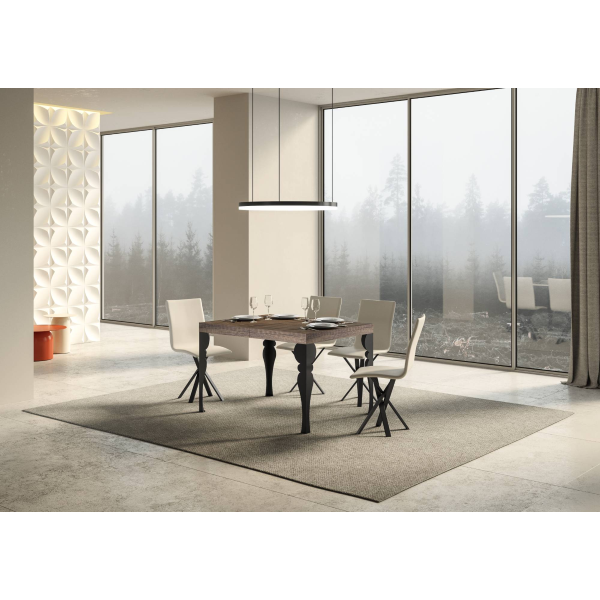Tavolo Paxon Allungabile piano Noce 90x130 telaio Allungato 234 Antracite