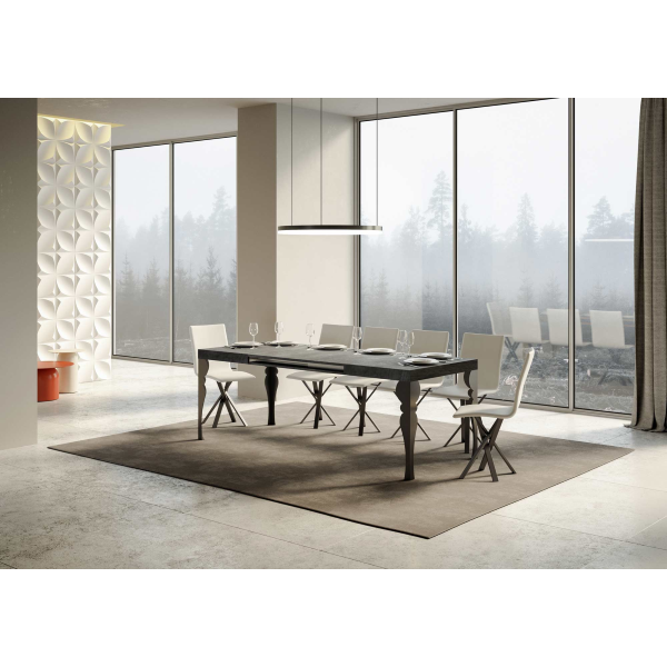 Paxon extendable table Concrete Gray 90x130 extended 390 Anthracite frame