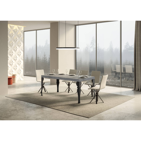 Paxon extendable table Concrete Gray 90x160 extended 420 Anthracite frame