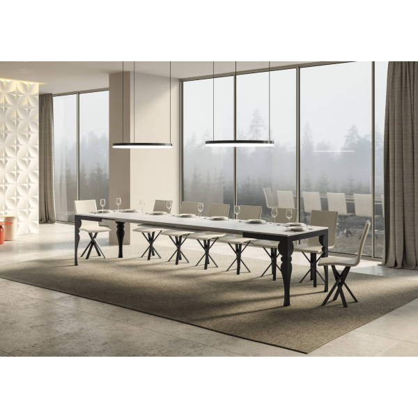 Paxon Evolution extendable table Ash White 90x120 extended 380 Anthracite frame