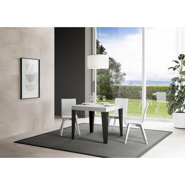 Flame extendable table Ash White 90x90 extended 246 Anthracite frame