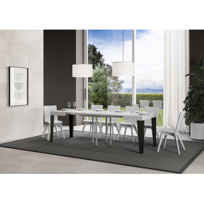 Flame extendable table Ash White 90x90 extended 246 Anthracite frame
