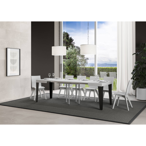 Flame extendable table Ash White 90x90 extended 246 Anthracite frame