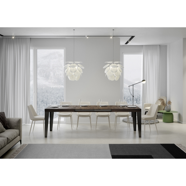 Flame extendable table Walnut 90x160 extended 264 Anthracite frame