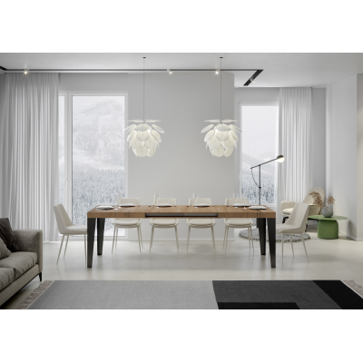 Flame extendable table Natural Oak 90x180 extended 284 Anthracite frame