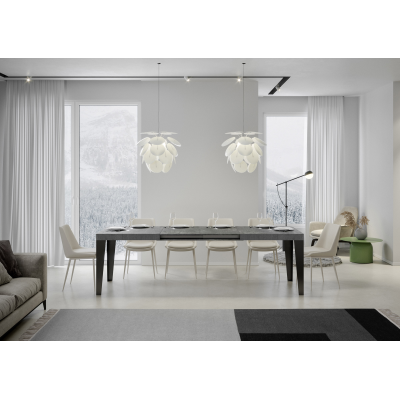 Flame extendable table Concrete Gray 90x180 extended 284 Anthracite frame