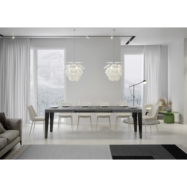 Flame extendable table Concrete Gray 90x180 extended 284 Anthracite frame
