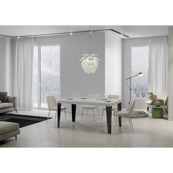 Flame extendable table Ash White 90x180extended 440 Anthracite frame