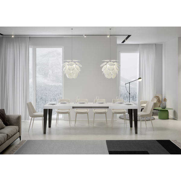 Flame extendable table Ash White 90x180extended 440 Anthracite frame