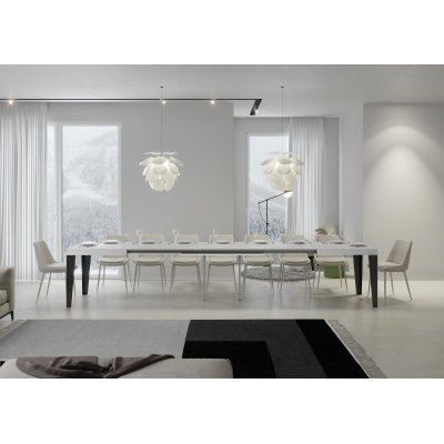 Flame extendable table Ash White 90x180extended 440 Anthracite frame