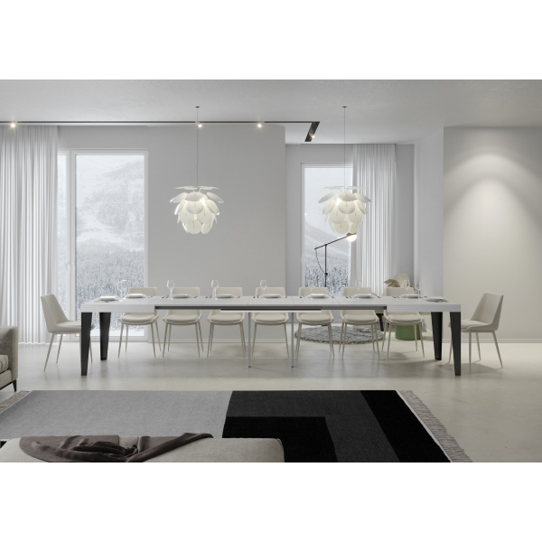 Flame extendable table Ash White 90x180extended 440 Anthracite frame