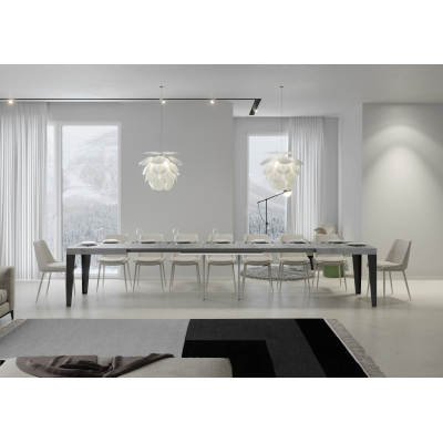Tavolo Flame Allungabile piano Cemento 90x180 Allungato 440 telaio Antracite