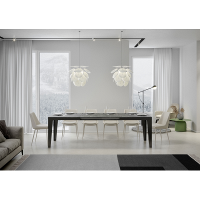 Flame Evolution extendable table Concrete Gray 90x160 extended 264 Anthracite frame