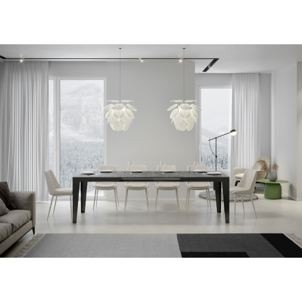 Flame Evolution extendable table Concrete Gray 90x160 extended 264 Anthracite frame