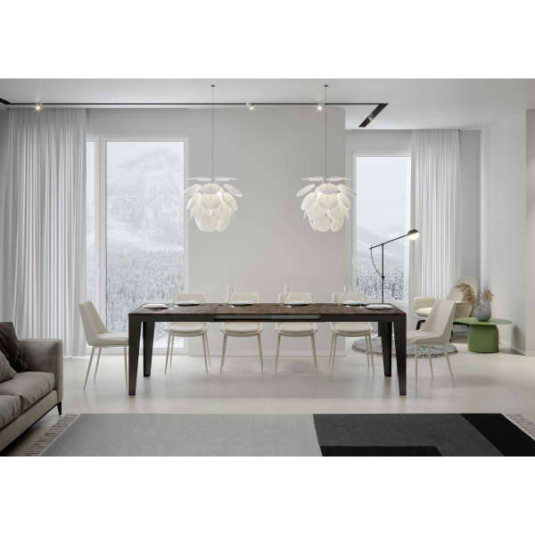 Flame Evolution extendable table Walnut 90x160 extended 264 Anthracite frame
