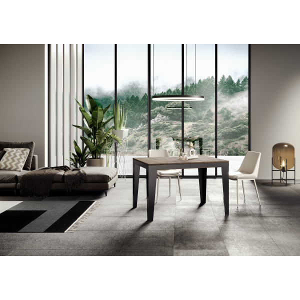 Flame Evolution extendable table Walnut 90x180 extended 284 Anthracite frame