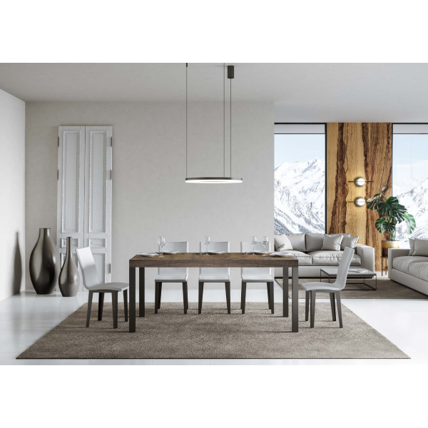Table Everyday Extensible Dessus Noyer 90x160 Allongée 264 cadre Anthracite