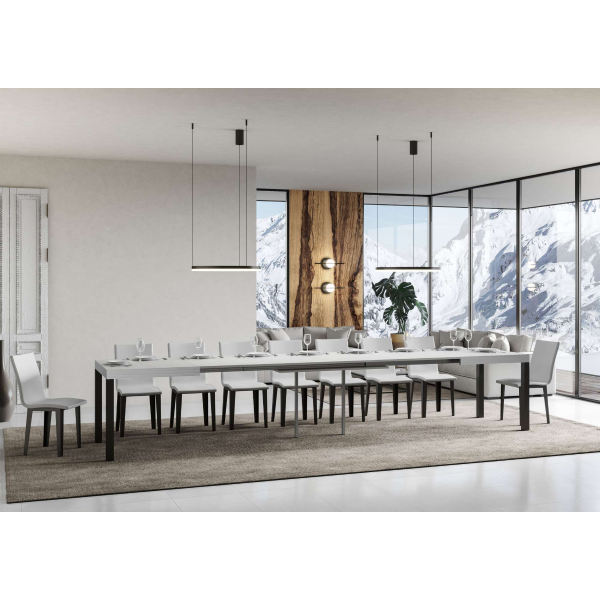 Tavolo everyday Allungabile piano Bianco Frassino 90x130 Allungato 390 telaio Antracite