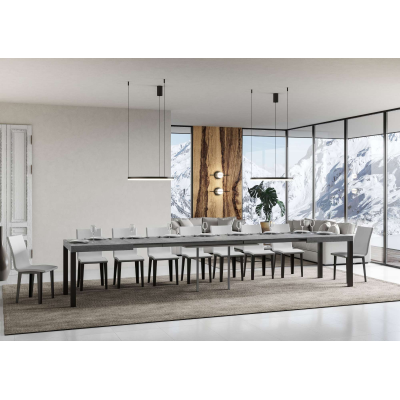Tavolo everyday Allungabile piano Cemento 90x180 Allungato 440 telaio Antracite