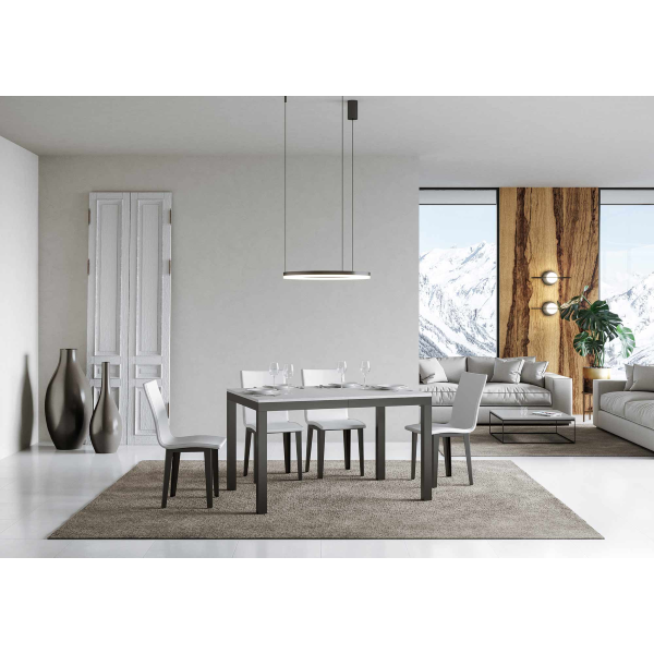 Tavolo everyday Evolution piano Bianco Frassino 90x120 Allungato 380 telaio Antracite