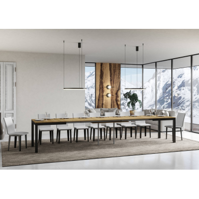 Everyday Evolution extendable table Natural Oak 90x160 extended 420 Anthracite frame