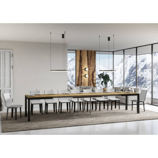 Everyday Evolution extendable table Natural Oak 90x160 extended 420 Anthracite frame