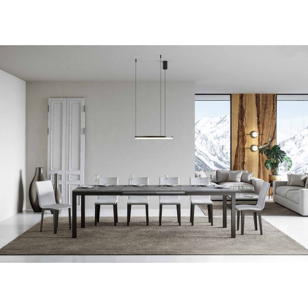 Tavolo everyday Evolution piano Cemento 90x160 Allungato 420 telaio Antracite