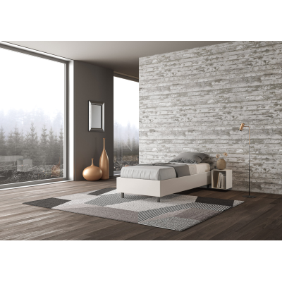 Letto singolo senza rete imbottito 80x200 similpelle bianco Azelia