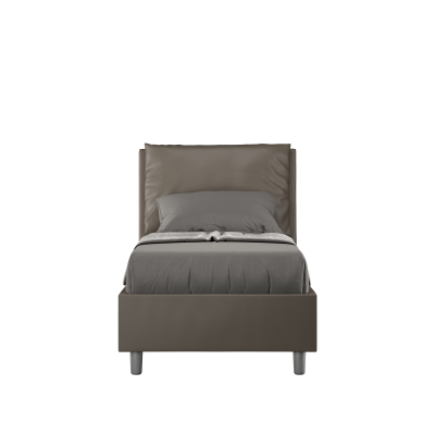 Letto singolo contenitore imbottito 80x210 similpelle cappuccino Antea